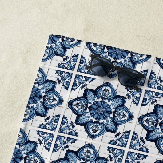 タイル地中海の，ポルトガル語， Azulejo, Majolica ビーチタオル (インサイチュ)