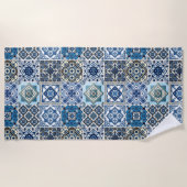 タイル地中海の，ポルトガル語， Azulejo, Majolica ビーチタオル (正面)