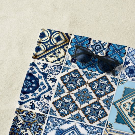 タイル地中海の，ポルトガル語， Azulejo, Majolica ビーチタオル (インサイチュ)