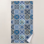 タイル地中海の，ポルトガル語， Azulejo, Majolica ビーチタオル (正面)