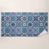 タイル地中海の，ポルトガル語， Azulejo, Majolica ビーチタオル (正面)