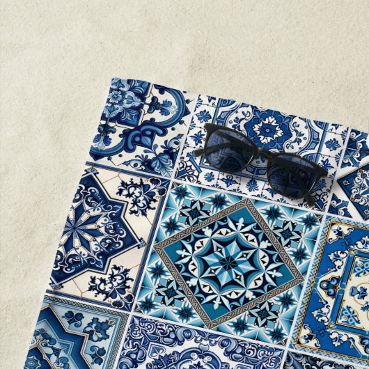 タイル地中海の，ポルトガル語， Azulejo, Majolica ビーチタオル (インサイチュ)