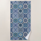 タイル地中海の，ポルトガル語， Azulejo, Majolica ビーチタオル (正面)