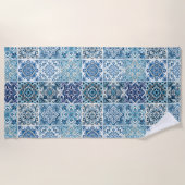 タイル地中海の，ポルトガル語， Azulejo, Majolica ビーチタオル (正面)