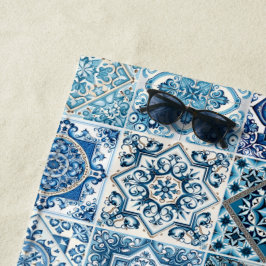 タイル地中海の,ポルトガル語, Azulejo, Majolica ビーチタオル