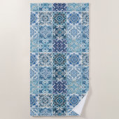 タイル地中海の，ポルトガル語， Azulejo, Majolica ビーチタオル (正面)