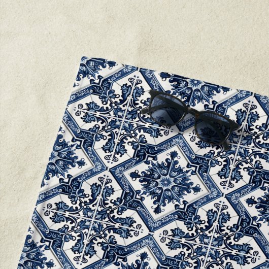 タイル地中海の，ポルトガル語， Azulejo, Majolica ビーチタオル (インサイチュ)