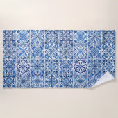 タイル地中海の，ポルトガル語， Azulejo, Majolica ビーチタオル (正面)