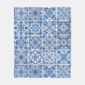 タイル地中海の，ポルトガル語， Azulejo, Majolica フリースブランケット (正面)