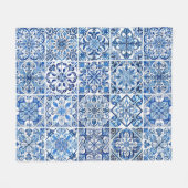 タイル地中海の，ポルトガル語， Azulejo, Majolica フリースブランケット (正面(横))