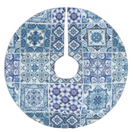 タイル地中海の,ポルトガル語, Azulejo, Majolica ブラッシュドポリエステルツリースカート