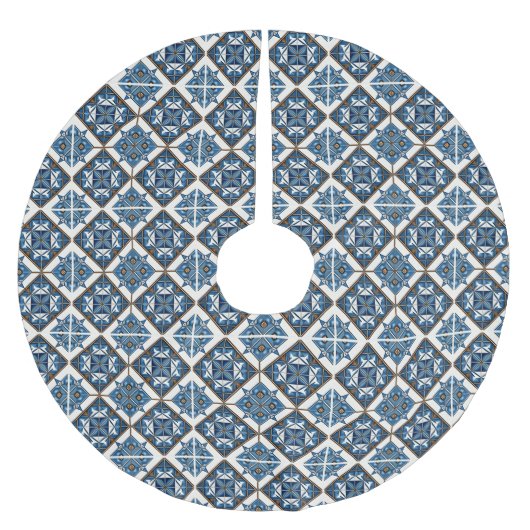 タイル地中海の，ポルトガル語， Azulejo, Majolica ブラッシュドポリエステルツリースカート (正面)