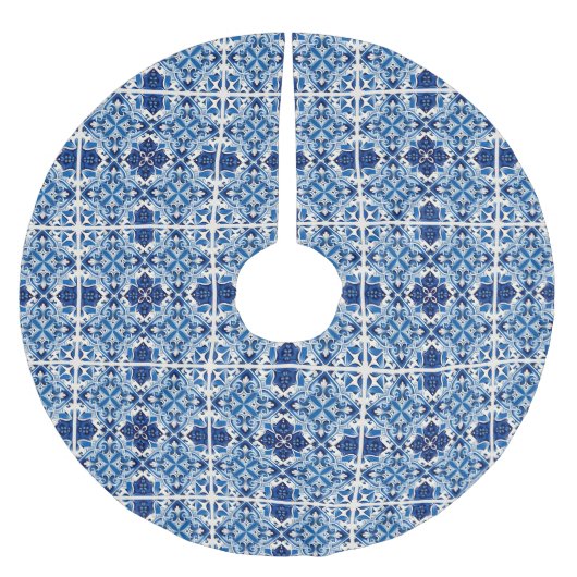 タイル地中海の，ポルトガル語， Azulejo, Majolica ブラッシュドポリエステルツリースカート (正面)