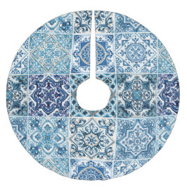 タイル地中海の,ポルトガル語, Azulejo, Majolica ブラッシュドポリエステルツリースカート