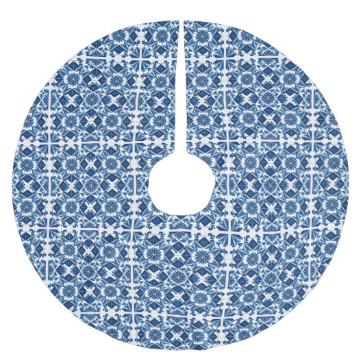 タイル地中海の，ポルトガル語， Azulejo, Majolica ブラッシュドポリエステルツリースカート (正面)