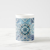 タイル地中海の，ポルトガル語， Azulejo, Majolica ボーンチャイナマグカップ (正面)