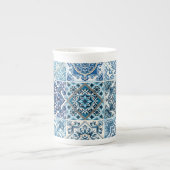 タイル地中海の,ポルトガル語, Azulejo, Majolica ボーンチャイナマグカップ (正面)