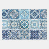 タイル地中海の，ポルトガル語， Azulejo, Majolica ラッピングペーパーシート (正面)