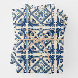 タイル地中海の，ポルトガル語， Azulejo, Majolica ラッピングペーパーシート