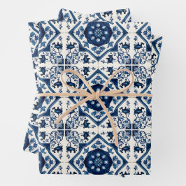 タイル地中海の，ポルトガル語， Azulejo, Majolica ラッピングペーパーシート