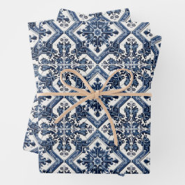 タイル地中海の，ポルトガル語， Azulejo, Majolica ラッピングペーパーシート