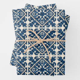 タイル地中海の，ポルトガル語， Azulejo, Majolica ラッピングペーパーシート