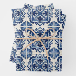 タイル地中海の，ポルトガル語， Azulejo, Majolica ラッピングペーパーシート