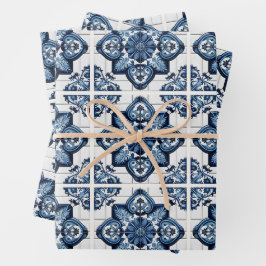 タイル地中海の，ポルトガル語， Azulejo, Majolica ラッピングペーパーシート