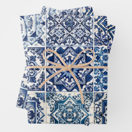 タイル地中海の，ポルトガル語， Azulejo, Majolica ラッピングペーパーシート