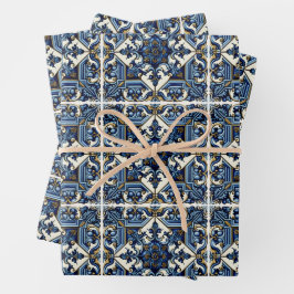 タイル地中海の，ポルトガル語， Azulejo, Majolica ラッピングペーパーシート