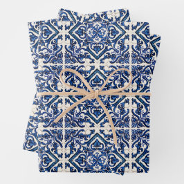 タイル地中海の，ポルトガル語， Azulejo, Majolica ラッピングペーパーシート