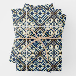 タイル地中海の，ポルトガル語， Azulejo, Majolica ラッピングペーパーシート