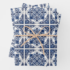 タイル地中海の，ポルトガル語， Azulejo, Majolica ラッピングペーパーシート