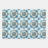 タイル地中海の，ポルトガル語， Azulejo, Majolica ラッピングペーパーシート (正面3)