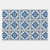 タイル地中海の，ポルトガル語， Azulejo, Majolica ラッピングペーパーシート (正面)