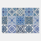 タイル地中海の，ポルトガル語， Azulejo, Majolica ラッピングペーパーシート (正面3)