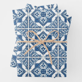 タイル地中海の，ポルトガル語， Azulejo, Majolica ラッピングペーパーシート