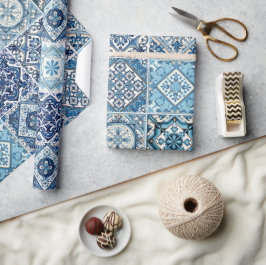 タイル地中海の，ポルトガル語， Azulejo, Majolica ラッピングペーパー