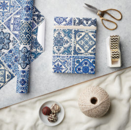 タイル地中海の，ポルトガル語， Azulejo, Majolica ラッピングペーパー