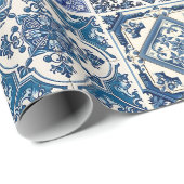 タイル地中海の,ポルトガル語, Azulejo, Majolica ラッピングペーパー (ロールコーナー)