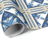 タイル地中海の,ポルトガル語, Azulejo, Majolica ラッピングペーパー (ロールコーナー)