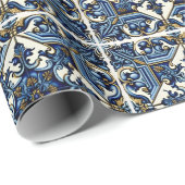 タイル地中海の，ポルトガル語， Azulejo, Majolica ラッピングペーパー (ロールコーナー)
