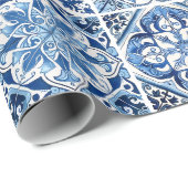 タイル地中海の,ポルトガル語, Azulejo, Majolica ラッピングペーパー (ロールコーナー)