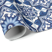 タイル地中海の，ポルトガル語， Azulejo, Majolica ラッピングペーパー (ロールコーナー)