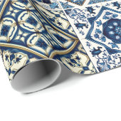 タイル地中海の,ポルトガル語, Azulejo, Majolica ラッピングペーパー (ロールコーナー)