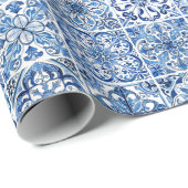 タイル地中海の，ポルトガル語， Azulejo, Majolica ラッピングペーパー (ロールコーナー)
