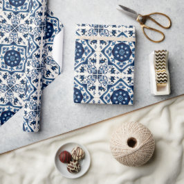 タイル地中海の，ポルトガル語， Azulejo, Majolica ラッピングペーパー