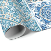 タイル地中海の，ポルトガル語， Azulejo, Majolica ラッピングペーパー (ロールコーナー)