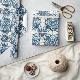 タイル地中海の，ポルトガル語， Azulejo, Majolica ラッピングペーパー