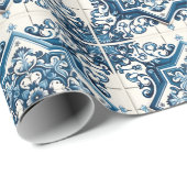 タイル地中海の,ポルトガル語, Azulejo, Majolica ラッピングペーパー (ロールコーナー)